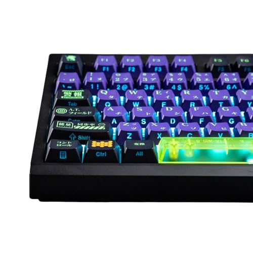 ULTRAEQUIP Keycaps Set - Side Printed Shine Through 139 Keys Japanese Transparent Cherry Profile Dye Sub Purple and Green Keycaps for Mechanical Keyboard Key Cap