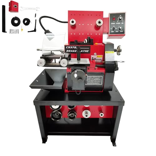 WYDDDARY Brake Lathe Combination 7"-20" Brake Disc Diameter, 6"-19.5" Brake Drum Diameter, Brake Lathe Stepless Speed Change with Bench and Standard Tooling used for both Drum and Disc 110V