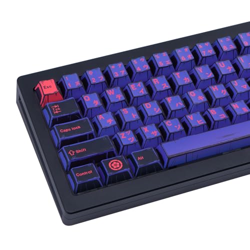 GEKUCAP Purple Japanese PBT Custom Keycaps, 130 Keys Black Purple Manga Key Caps, Cherry Profile Dye Sublimation Keyboard Keycap Set for Cherry MX Gateron Kailh Switches Mechanical Keyboard