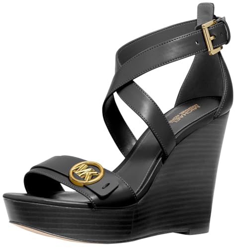 Michael Kors Women's Carmen Wedge Sandal, Black, 6.5