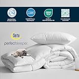 Serta Goose Feather Down Fiber Cotton Comforter Queen Size - 100% Cotton Duvet Insert - Hotel Luxury Hypoallergenic Bedding Comforter Extra Warmth 90 x 90 Inch White