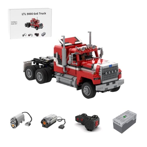 GoAssemb LTL 9000 6x6 Truck Building Blocks Set, MOC-218874 1/17scale RC Retro American Truck with Dual-Speed Modes, Construction Vehicle Model Blocks Kit for Teens Adults (2443PCS)