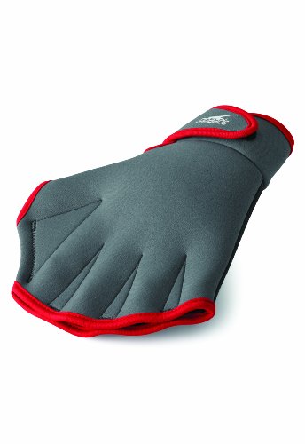 Speedo Unisex-Adult Swim Training Gloves Aquatic Fitness,Charcoal/Red