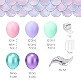 Mermaid Balloon Arch Kit, 122pcs Pink Purple Teal Mermaid Balloons with Silver Tail Foil Balloon 16ft Tape Strip & Dot Glue for Birthday Mermaid Party Decorations