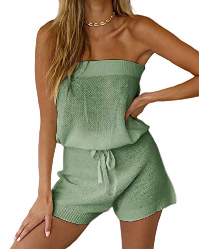 Chang Yun Womens Summer Jumpsuits Casual Loose Sleeveless Off Shoulder Elastic Waist Romper Loungewear Two Piece Outfits