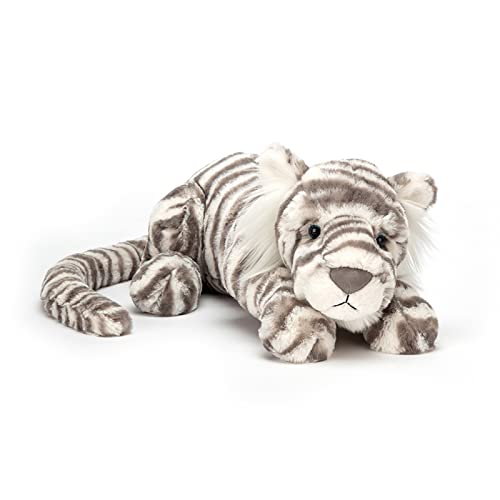 Jellycat Sacha Snow Tiger Stuffed Animal, Large 14 inches - Big Cat Plush Toy - Classic Children's Gift