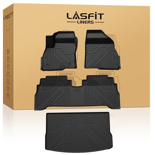 LASFIT Floor Mats & Cargo Liner for Chevrolet Chevy Bolt EUV 2022-2023 (Not EV), All Weather TPE Custom Fit Floor Mats for Car, Car Mats Full Set for Chevy Bolt EUV Accessories (Fit in Upper Position)