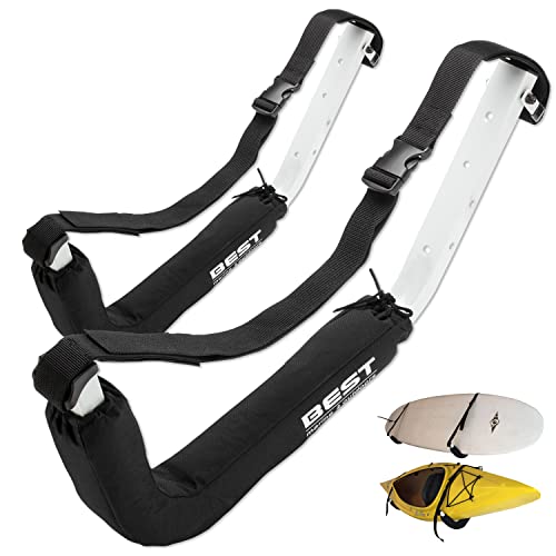 Best Marine and Outdoors Kayak Storage Rack, 2 Premium Wall Mount Racks for Kayaks & SUP Paddle Boards, 125lb Weight Capacity Garage Hanger, Indoor Outdoor Paddleboard Holder & Kayaking Accessories