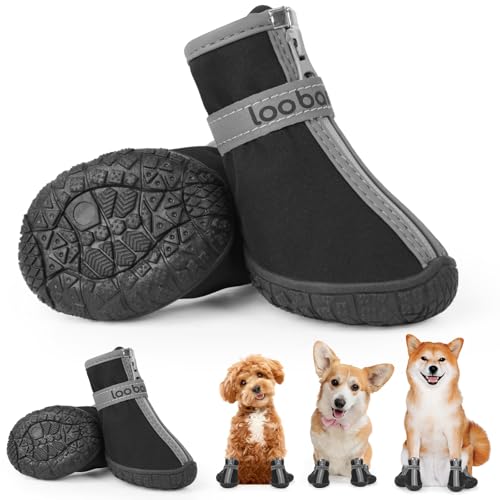 Dog Shoes Small Size Dogs - Small Dog Shoes for Hot Pavement Summer Rain, Dog Boots & Paw Protectors with Reflective Strap for Outdoor Walking Hiking Running Training, Size 3