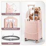 MRPLUM Ride On Luggage with Seat for Kids&Adults with Seat Belt,Hard Shell Lightweight Rolling Spinner Wheels Travel Luggage with TSA Lock,20 inch,Pink