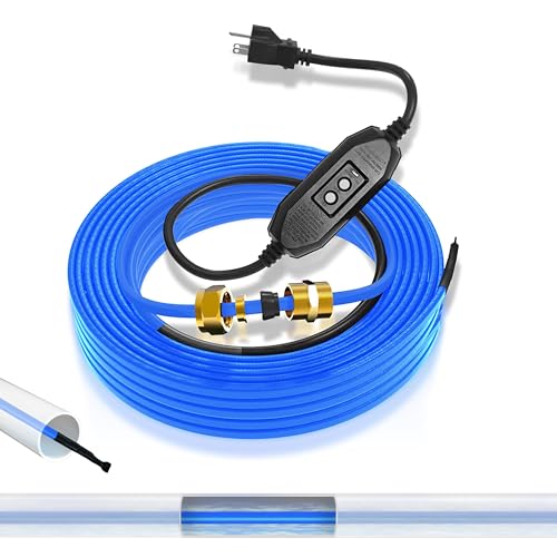 In Pipe Heating Cable Prevents Pipes from Freezing, YeloDeer Internal Self-regulating Heat Trace Cable for Safe Drinking Water, 120 V 10 ft.