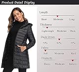 Obosoyo Women's Winter Packable Down Jacket Plus Size Lightweight Long Down Outerwear Puffer Jacket Hooded Coat Black 2XL