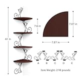 Alsonerbay Corner Shelf Wall Mount, 4 Tier Floating Shelves for Wall, Easy-to-Assemble Wall Shelves Rustic Wood Decor for Bedroom Living Room Bathroom Kitchen Office, Walnut Finish