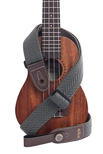 Kala Olive Herringbone Handmade Ukulele Strap, Adjustable 31-55" strap, Handmade in Brazil, Durable Two-Tone Olive Green Herringbone Pattern Ukulele Strap