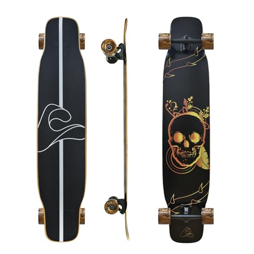 Abrazo 46" Longboard Skateboard for Kids Teens & Adults,Pro Cruiser Surfskate Longboard,7-Layer Canadian Maple Wood Double Kick Concave Deck,ABEC-9 Bearings,70mm Large Wheels,Aluminum Trucks