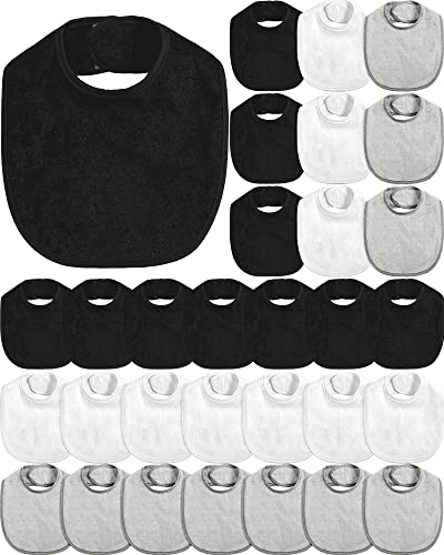 JaGely 30 Pcs Baby Drool Bibs for Boys Girls Multicolor Cotton Waterproof Feeder Newborn Teething and Drooling (White,Light Gray,Black)