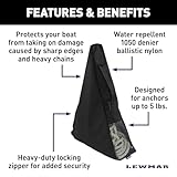 Lewmar Medium Anchor Storage Bag for Anchors up to 5lbs, Heavy-Duty Nylon, Water Repellent, Locking Zipper, Mesh Ventilation Panel, Convenient Carry Handle, Securely Holds Anchor, Rope & Chain – 18073