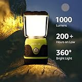 LE 1000LM Battery Powered LED Camping Lantern, Waterproof Tent Light with 4 Light Modes, Camping Essentials, Portable Lantern Flashlight for Camping, Emergency Light, Power Outages, Not Rechargeable