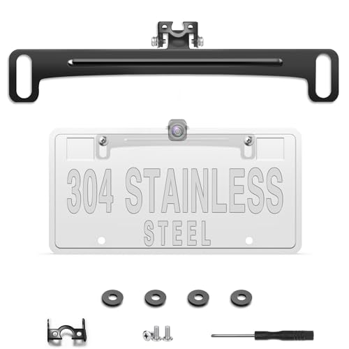 Universal Car Rear View Camera License Plate Bracket,Upgraded Full Stainless Steel Backup Camera Mount Dash Cam Mirror Cam Accessory Rear Camera Mount,Only Installation Holder for Back Up Camera