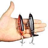 Nuguri Topwater Fishing Lures Set 8PCS Plopper Bass Lures with Floating Rotating Tail Artificial Hard Bait Swimbaits Slow Sinking Hard Lure Fishing Tackle Kits