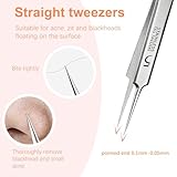 WSYUB Professional Blackhead Tweezers,High Hard Stainless Steel Blackhead Remover Tweezers, Precision Pimple Popper Tool Kit, Blackhead Extractor