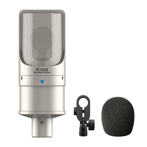 TAKSTAR XLR Condenser Microphone, PC-K200 II Recording Cardioid Mic with Ultra-Low Self-Noise, Balanced Sound, Power Indicator, Studio Singing Microphone for Live Streaming, Gaming, Broadcast
