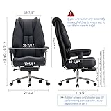 EXCEBET Big and Tall Office Chair 400lbs Wide Seat, Leather High Back Executive Office Chair with Foot Rest, Ergonomic Office Chair Lumbar Support for Lower Back Pain Relief (Black)