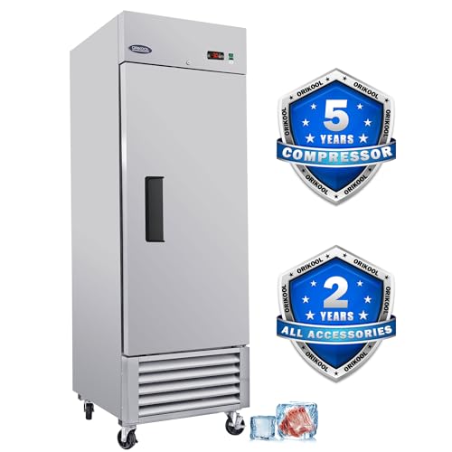 ORIKOOL 27"W Commercial Freezer Upright - Low Noise & Energy Saving, Stainless Steel Reach-in Freezer, 3 Adjustable Shelves, LED Lighting, 23 Cu.ft, Automatic defrost, Digital Temperature Control