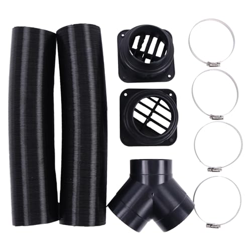 ZTUOAUMA 75mm Parking Heater Air Duct Vent Kit Hoses Clamps Y-Branch Connector Air Vent Outlets 102114340000 292100010025 Compatible with Eberspacher Webasto Air Diesel Parking Heaters