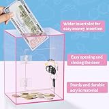 Clear Piggy Bank for Adults Kids, Large Acrylic Piggy Bank Money Saving Box for Cash Saving with Key, Openable Clear Acrylic Savings Jar for Real Money (Pink)