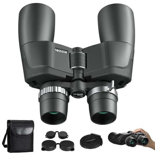 High Powered Zoom Binoculars for Adults - Wozel 12-36X50 HD Professional Binoculars with Large Vision - Waterproof Binocular with Low Light for Bird Watching Travel Hunting Sports Cruise Outdoor