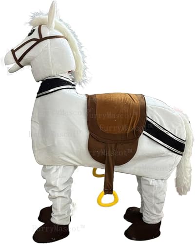 Adult White New 2 Person Horse Suit Animal Mascot Costume Party Carnival Costumes