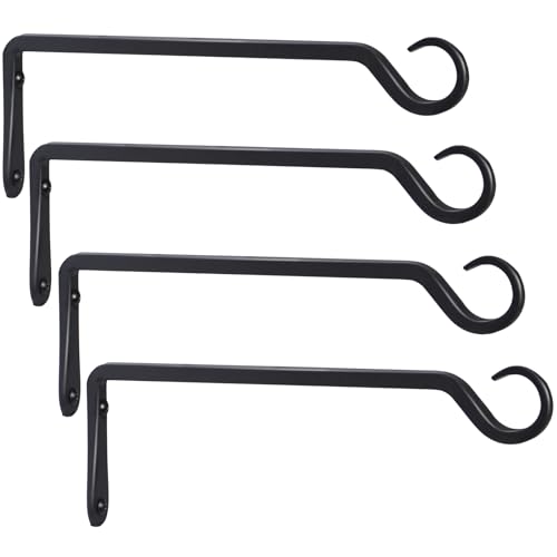 AILIN YELOKIE 12inch 4 Pack Plant Hanger, Sturdy Hanging Plant Hangers Outdoor, Bird Feeder Hanger for Bird Feeders, Planters, Lanterns, Wind Chimes Indoor Outdoor, Upgrade Black