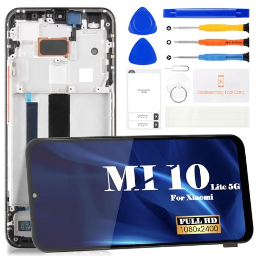 TFT for Xiaomi Mi 10 Lite 5g Screen Replacemnt for Xiaomi M2002J9G M2002J9S LCD Screen Display for Xiaomi Mi 10 Lite 5G Touch Screen Digitizer Assembly with Frame (Not Original)