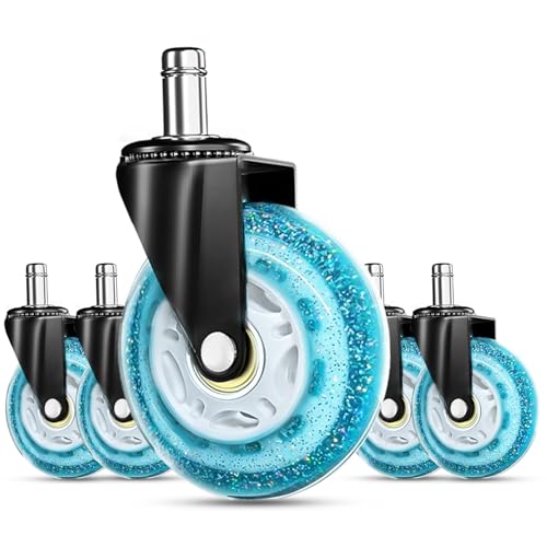 RidRed Gaming Chair Wheels - Heavy-Duty Office Chair Wheels - Replacement Rubber Casters- Universal Fit 3 Inch Chair Casters, Noise Free, Fits 98% Chair, for All Floor