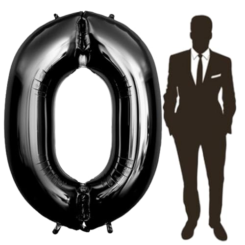 Yimen Bloon 60 Inch Black Number Balloon Large Foil Number Balloons With Base, 0-9 Big Number Balloons for Birthday Party Supplies Decorations