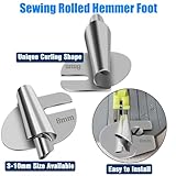 TOOVREN Universal Sewing Rolled Hemmer Foot 4PCS Rolled Hem Presser Foot 7/8/9/10mm Wide Rolling Hem Foot Sewing Machine Presser Feet Hemmer Home Industrial Curved Scroll Hemming Feet