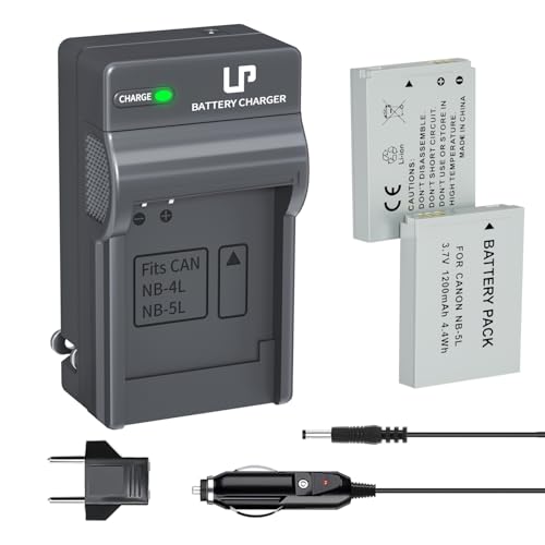 LP NB-5L Battery (2-Pack) and Charger for Canon PowerShot S100 S110 SD700 is SD790 is SD800 is SD850 is SD870 is SD880 is SD890 is SD900 is SD950 is SD970 is SD990 is SX200 is SX210 is