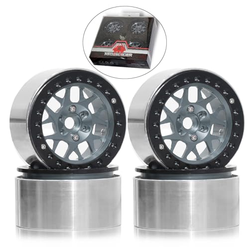 REDSPIDER2.2 beadlock Wheels（4Pcs）,Aluminum 2.2 Wheels Made by CNC Machining，for 1/10 RC Rock Crawler Car Axial Wraith RR10 SCX10 90046 YETI D90 CC01 RC Crawler Car Upgrade Parts (Titanium Color)