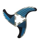 TOPWAYS Fiberglass+Honeycomb Surfboard Fin (3) Glass Flex Thruster Surf Fin Set (Double Tabs II Plug Style G5 Size) - Tri Fin Thruster Set Surfboard fins G5 M Size Surfing fins (Blue)