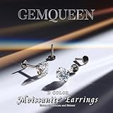 GEMQUEEN Moissanite Earrings Studs Flat Back Earrings Hypoallergenic : G23 Titanium Earrings for Cartilage Internal Thread 18G Helix Tragus Conch Piercing Jewelry for Women Men D Color VVS1 1CT