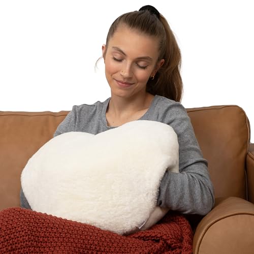 HUGIMALS Super Sized Heart to Hug Pillow in Ivory | 8 lb Weighted Soft Heart Shaped Sensory Pillow | for Self-Care, Relaxation, Sleep with Cozy Hand Pocket - Thoughtful Gift for Adults, Teens