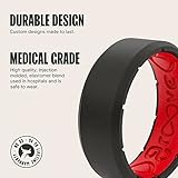 Groove Life Edge Black/Red Silicone Ring - Breathable Rubber Wedding Rings for Men, Lifetime Coverage, Unique Design, Comfort Fit Ring - Size 10