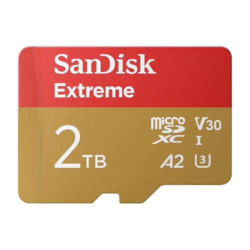 SanDisk 2TB Extreme microSDXC UHS-I Memory Card with Adapter - Up to 240MB/s, C10, U3, V30, 4K, 5K, A2, Micro SD Card- SDSQXAV-2T00-GN6MA