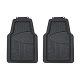 Amazon Basics 2-Piece Premium Rubber Floor Mat for Cars, SUVs and Trucks, All Weather Protection, Universal Trim to Fit,Black