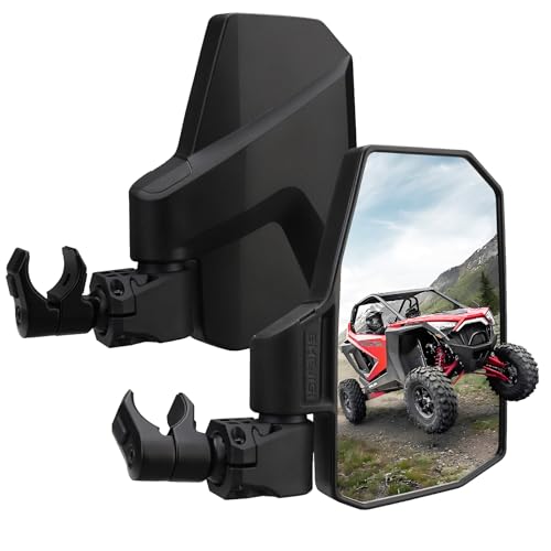 SHEJISI UTV Side Mirrors – Fits almost all UTVs (except full doors)，Compatible with Polaris RZR Ranger、Can am Commander Defender、Honda Pioneer Talon SXS、Kawasaki Mule KRX，Yamaha Wolverine YXZ,RTV