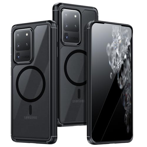 Guizzcg for Samsung Galaxy S20 Ultra Magnetic Case - [Compatible with Magsafe Accessory][Military Drop Protection] Soft TPU Bumper + Translucent Matte Back Cover for S20 Ultra, Matte Black