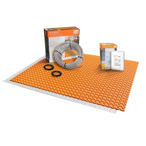 All-in-one Electric Radiant Floor Heating Kit 51 Sq Ft 120V with Programmable Touchscreen Thermostat, Heat Uncoupling Membrane, Underfloor Heating Cable