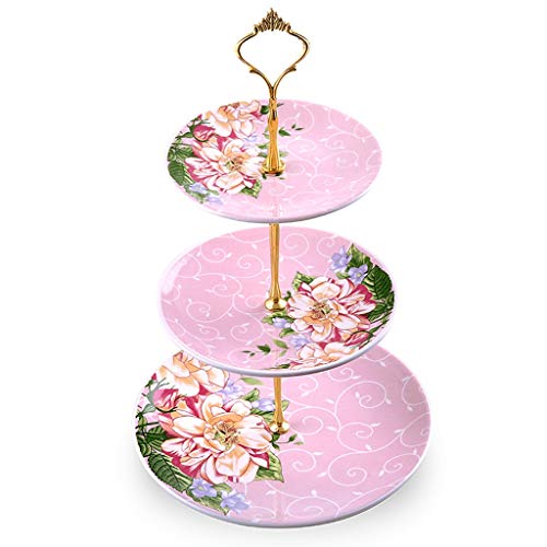 YOtat Fruit Basket European-Style Ceramic Three-Layer Candy Dish, Creative Multi-Layer Afternoon Tea Dessert Cake Rack Home Candy Dried Fruit Snack Tray Fruit Dish