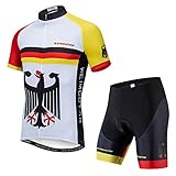 Weimostar Pro Team Men's Cycling Jersey Set Gel Padded Shorts Suit Short Sleeve Bike Shirt Top Full Zipper MTB Bicycle Clothing Reflective Germany Size XXXL